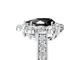 White gold Fancy Black Pear Cut Cut Halo Diamond Pavé Engagement Ring with Milgrain Detailing_5