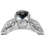 White gold Fancy Black Pear Cut Cut Milgrain Pave Diamond Engagement Ring with Four-Prong Setting_7