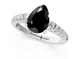 White gold Fancy Black Pear Cut Cut Pavé Band Solitaire Ring with Four-Prong Setting_1