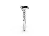 White gold Fancy Black Pear Cut Cut Pavé Band Solitaire Ring with Four-Prong Setting_2