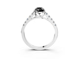 White gold Fancy Black Pear Cut Cut Pavé Band Solitaire Ring with Four-Prong Setting_3