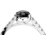 White gold Fancy Black Pear Cut Cut Pavé Band Solitaire Ring with Four-Prong Setting_4
