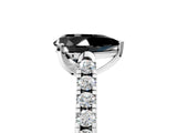 White gold Fancy Black Pear Cut Cut Pavé Band Solitaire Ring with Four-Prong Setting_5