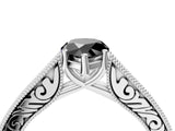 White gold Fancy Black Pear Cut Cut Pave Band Milgrain Solitaire Ring_4