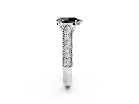 White gold Fancy Black Pear Cut Cut Pave Split Shank Engagement Ring with Four-Prong Setting_14