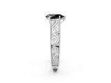 White gold Fancy Black Pear Cut Cut Solitaire Engraved Band with Four-Prong Setting_2