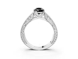 White gold Fancy Black Pear Cut Cut Solitaire Engraved Band with Four-Prong Setting_3