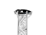 White gold Fancy Black Pear Cut Cut Solitaire Engraved Band with Four-Prong Setting_5