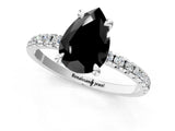 White gold Fancy Black Pear Cut Diamond Brilliant Solitaire Ring with Pavé Band and Four-Prong Setting_13