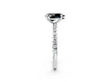White gold Fancy Black Pear Cut Diamond Brilliant Solitaire Ring with Pavé Band and Four-Prong Setting_14