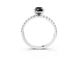 White gold Fancy Black Pear Cut Diamond Brilliant Solitaire Ring with Pavé Band and Four-Prong Setting_15