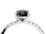 White gold Fancy Black Pear Cut Diamond Brilliant Solitaire Ring with Pavé Band and Four-Prong Setting_16