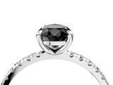 White gold Fancy Black Pear Cut Diamond Brilliant Solitaire Ring with Pavé Band and Four-Prong Setting_16