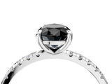 White gold Fancy Black Pear Cut Diamond Brilliant Solitaire Ring with Pavé Band and Four-Prong Setting_40