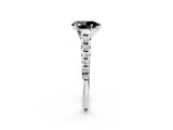 White gold Fancy Black Pear Cut Diamond Cathedral Solitaire Ring with Round  Pavé Band_49
