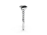 White gold Fancy Black Pear Cut Diamond Cathedral Solitaire Ring with Round  Pavé Band_61