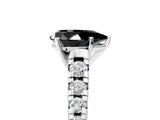 White gold Fancy Black Pear Cut Diamond Cathedral Solitaire Ring with Round  Pavé Band_65