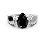 White gold Fancy Black Pear Cut Diamond Channel Set Solitaire Ring with Four-Prong Setting_12