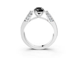 White gold Fancy Black Pear Cut Diamond Channel Set Solitaire Ring with Four-Prong Setting_15