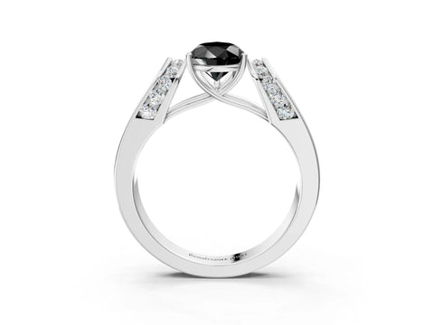 White gold Fancy Black Pear Cut Diamond Channel Set Solitaire Ring with Four-Prong Setting_15