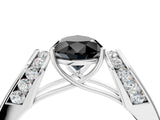 White gold Fancy Black Pear Cut Diamond Channel Set Solitaire Ring with Four-Prong Setting_16