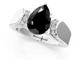 White gold Fancy Black Pear Cut Diamond Channel Set Solitaire Ring with Four-Prong Setting_3