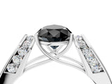 White gold Fancy Black Pear Cut Diamond Channel Set Solitaire Ring with Four-Prong Setting_6