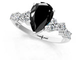 White gold Fancy Black Pear Cut Diamond Cluster Pavé Band with Four-Prong Setting_13