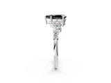 White gold Fancy Black Pear Cut Diamond Cluster Pavé Band with Four-Prong Setting_14