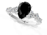 White gold Fancy Black Pear Cut Diamond Cluster Pavé Band with Four-Prong Setting_4