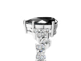 White gold Fancy Black Pear Cut Diamond Cluster Pavé Band with Four-Prong Setting_8