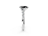 White gold Fancy Black Pear Cut Diamond Cluster Side Stone Solitaire Ring with Prong Setting_50