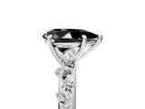White gold Fancy Black Pear Cut Diamond Cluster Side Stone Solitaire Ring with Prong Setting_53