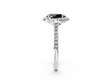 White gold Fancy Black Pear Cut Diamond Cushion Halo Ring with Pavé Band_14