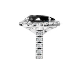 White gold Fancy Black Pear Cut Diamond Cushion Halo Ring with Pavé Band_17