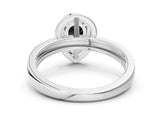 White gold Fancy Black Pear Cut Diamond Double Halo Ring with Split Shank and Four-Prong Setting