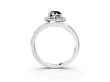 White gold Fancy Black Pear Cut Diamond Double Halo Ring with Split Shank and Four-Prong Setting_3