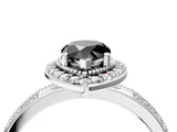 White gold Fancy Black Pear Cut Diamond Double Halo Ring with Split Shank and Four-Prong Setting_4