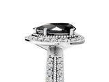 White gold Fancy Black Pear Cut Diamond Double Halo Ring with Split Shank and Four-Prong Setting_5