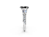 White gold Fancy Black Pear Cut Diamond Engagement Ring with Baguette Side Stones and Channel Set Band_26