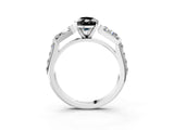 White gold Fancy Black Pear Cut Diamond Engagement Ring with Baguette Side Stones and Channel Set Band_27