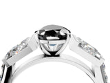 White gold Fancy Black Pear Cut Diamond Engagement Ring with Baguette Side Stones and Channel Set Band_28