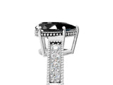 White gold Fancy Black Pear Cut Diamond Engagement Ring with Milgrain Channel Set Band and Prong Setting_5