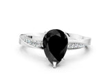 White gold Fancy Black Pear Cut Diamond Engagement Ring with Side Stone Accents and Four-Prong Setting_24