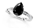 White gold Fancy Black Pear Cut Diamond Engagement Ring with Side Stone Accents and Four-Prong Setting_25