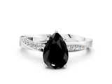 White gold Fancy Black Pear Cut Diamond Engagement Ring with Side Stone Accents and Four-Prong Setting_43