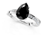 White gold Fancy Black Pear Cut Diamond Engagement Ring with Side Stone Accents and Four-Prong Setting_44