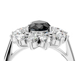 White gold Fancy Black Pear Cut Diamond Floral Double Halo Engagement Ring with Prong Setting_28