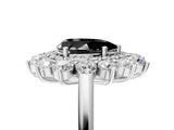 White gold Fancy Black Pear Cut Diamond Floral Double Halo Engagement Ring with Prong Setting_29