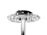 White gold Fancy Black Pear Cut Diamond Floral Double Halo Engagement Ring with Prong Setting_41